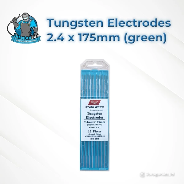 Tungsten Electrodes / Jarum Las Argon diameter 2.4mm x 175mm Pure / Green