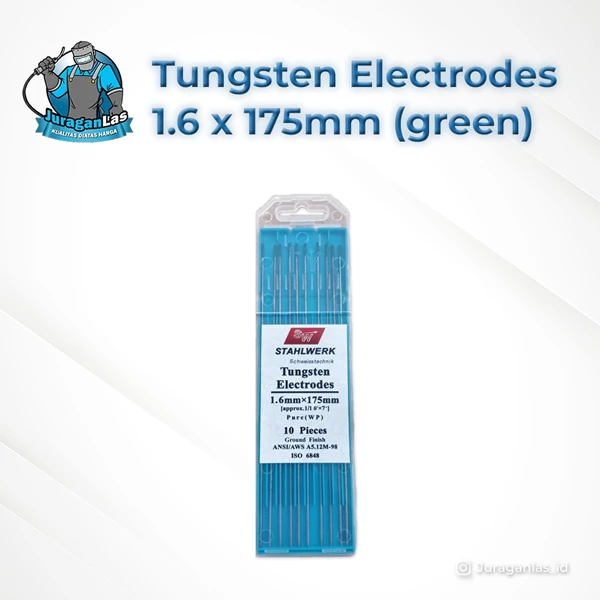 Tungsten Electrodes / Jarum Las Argon diameter 1.6mm x 175mm Pure / Green